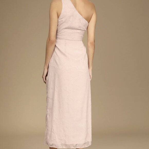 NWT Lulus Dreamy Desires Blush Pink Floral Burnout One-Shoulder Midi Dress (SM) - Picture 3 of 6